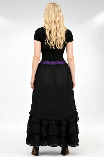 Black Georgette Akemi Victorian Layered Skirt