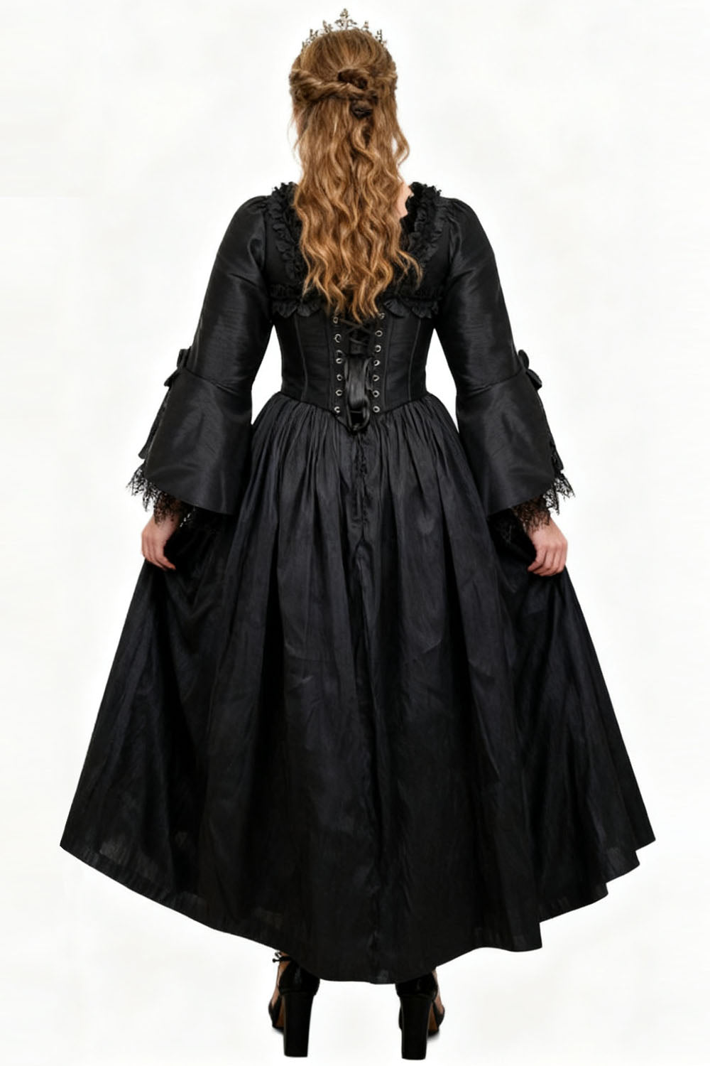 Midnight Black Immortelle Rococo Corset Dress