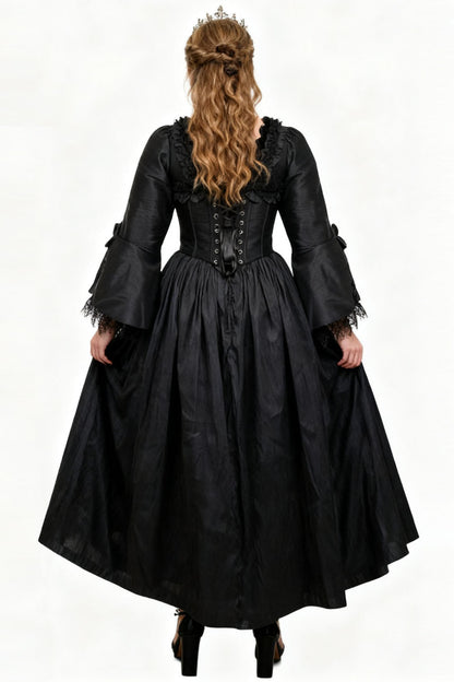 Midnight Black Immortelle Rococo Corset Dress