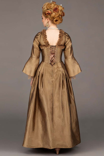 Antique Gold Immortelle Rococo Corset Dress