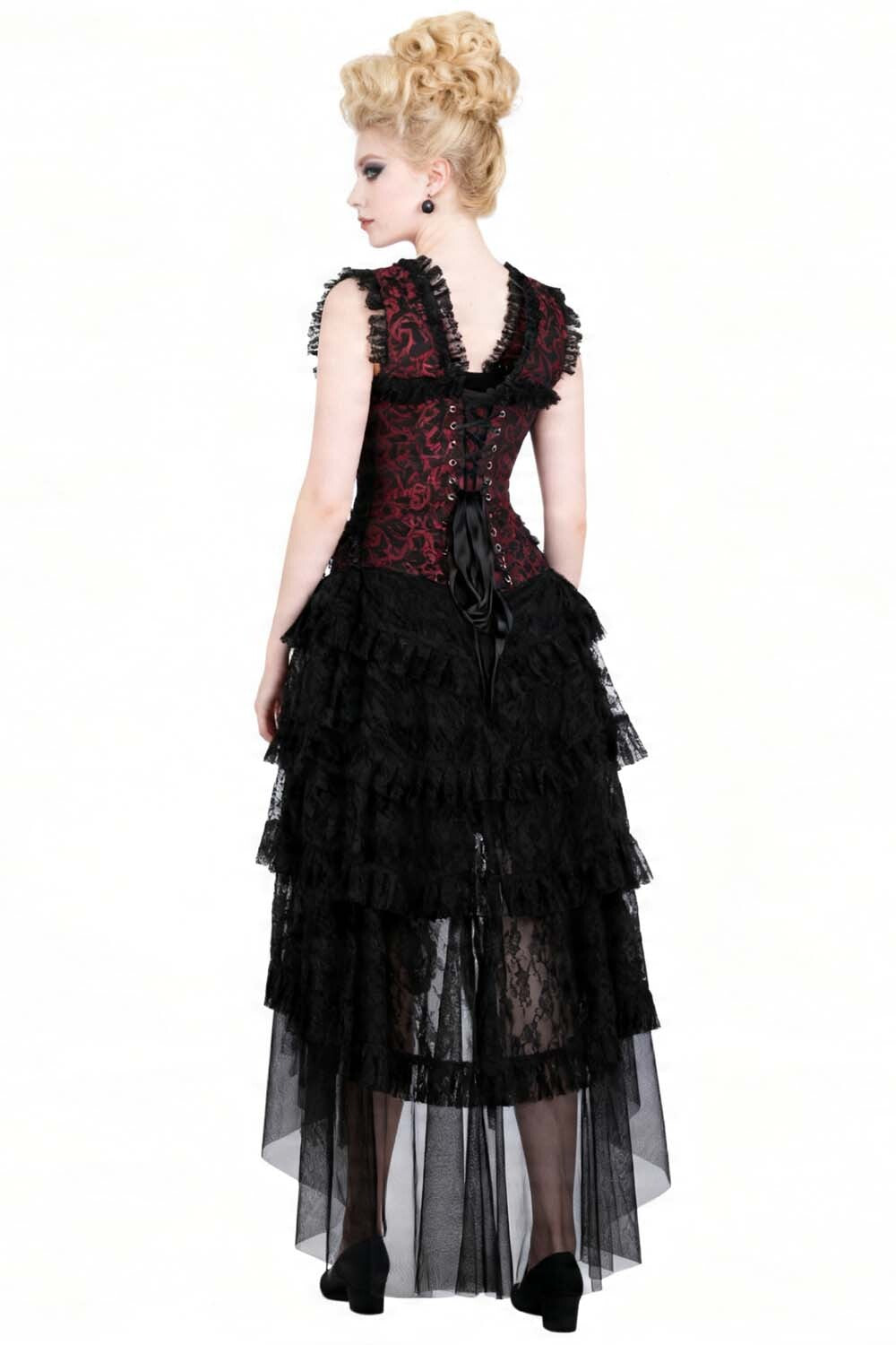 Crimson Anastasia Rococo Corset Dress with High-Low Skirt