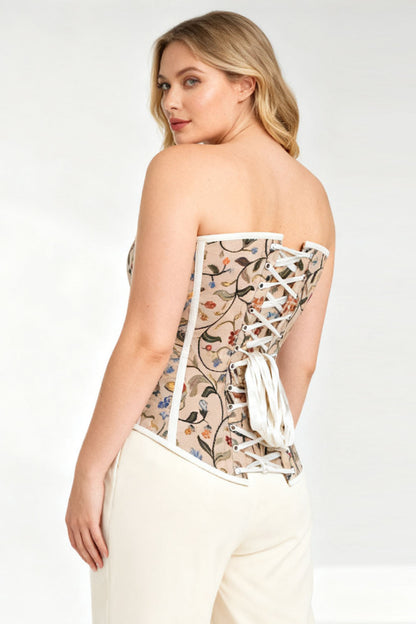 Gold Botanical Jeanae Overbust Steel Boned Corset