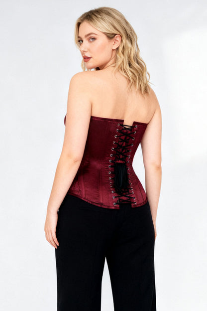 Burgundy Cheray Overbust Steel Boned Corset