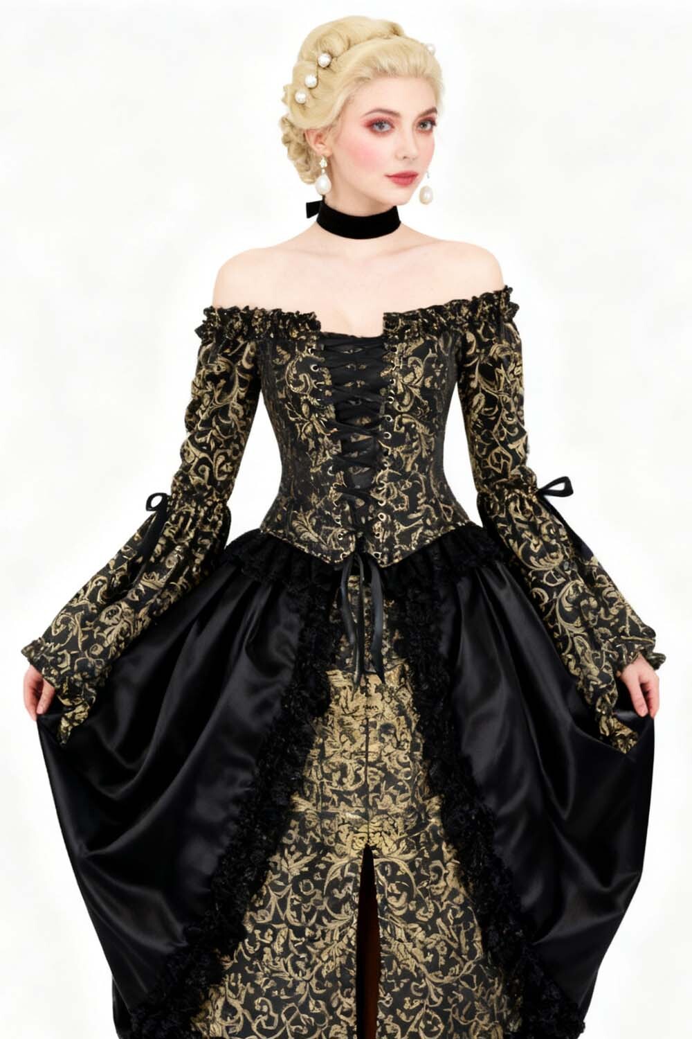 Black Gold Baroque Yumiko Overbust Corset