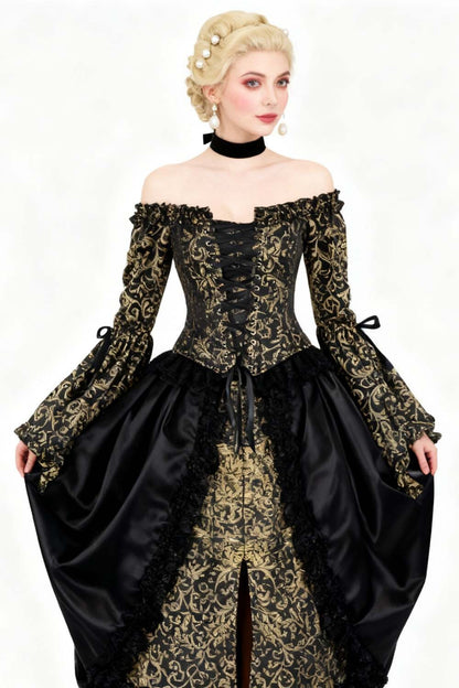 Black Gold Baroque Yumiko Overbust Corset