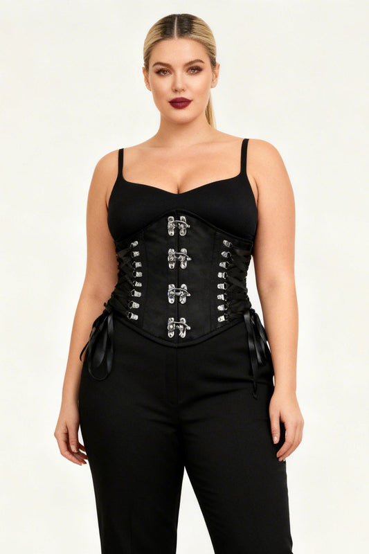 Midnight Black Delinda Underbust Steampunk Corset