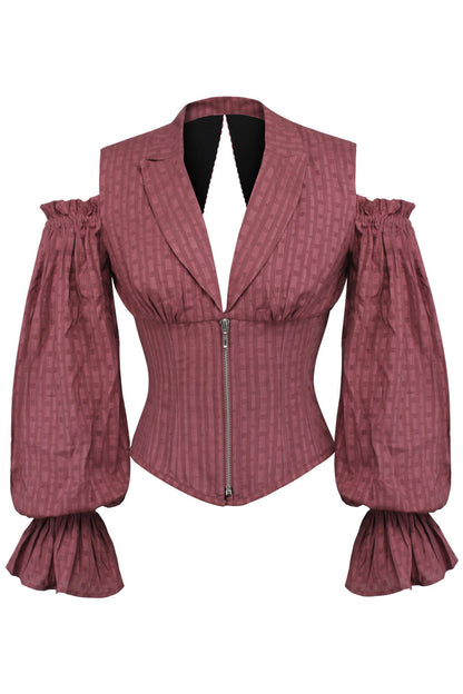 Dusty Rose Ivy Cold Shoulder Underbust Cotton Corset