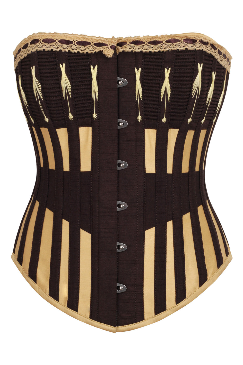 Brown & Gold Striped Joylin Overbust Corset