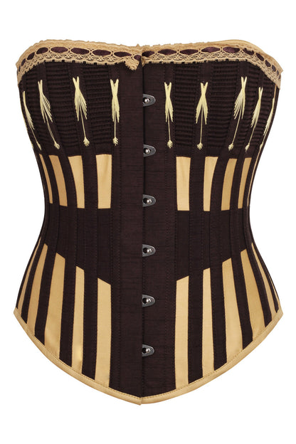 Brown & Gold Striped Joylin Overbust Corset