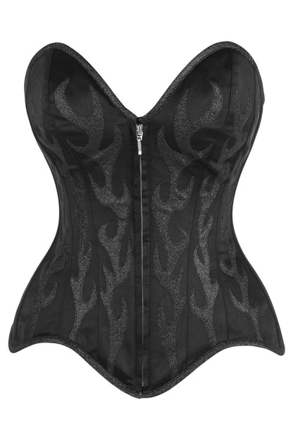 Jenalynn Black Satin with Glitter Overbust Corset