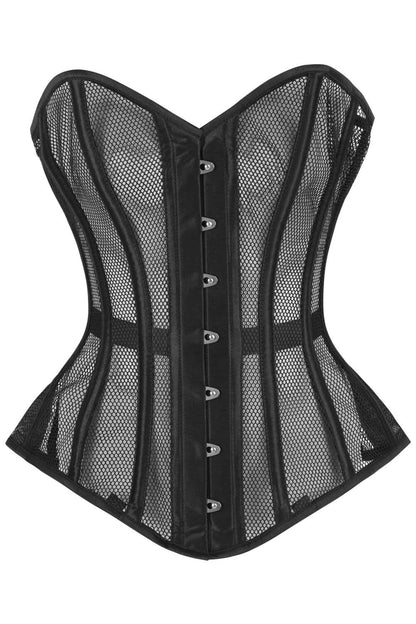 Midnight Black Navya Honeycomb Mesh Overbust Gothic Corset