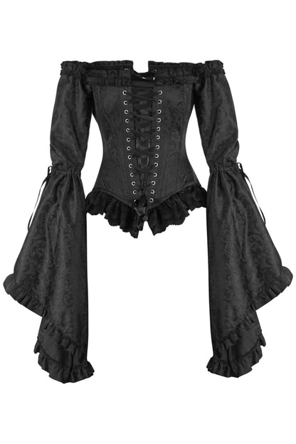 Midnight Black Yumiko Rococo Overbust Corset