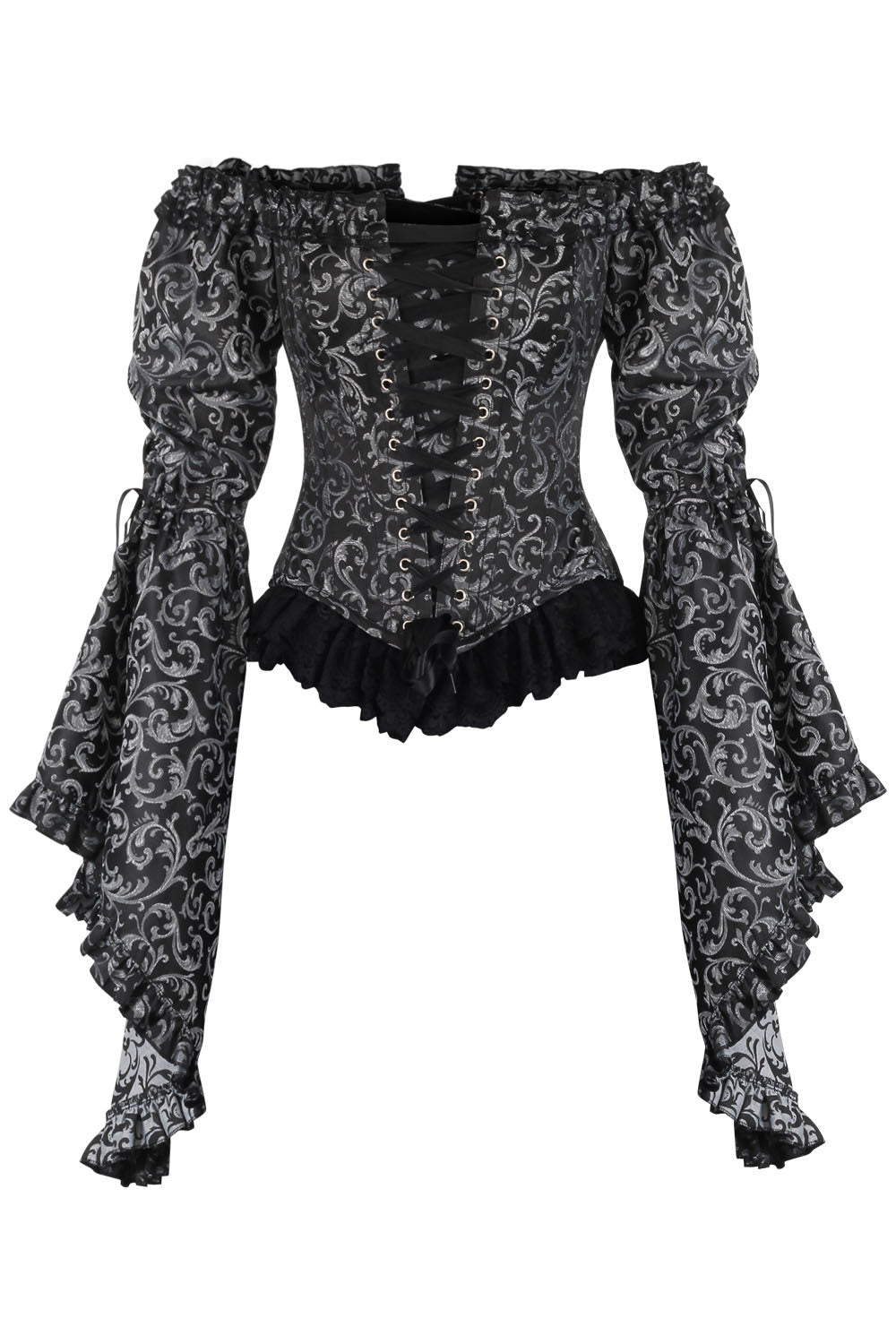 Silver Yumiko Rococo Overbust Off Shoulder Corset