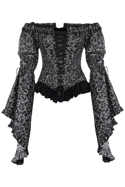 Silver Yumiko Rococo Overbust Off Shoulder Corset