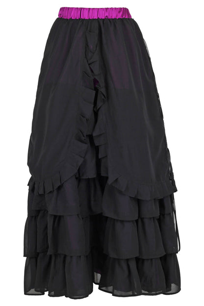 Akemi Black Victorian Inspired Layered Georgette Skirt