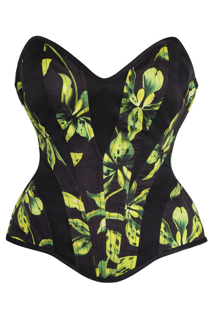 Botanical Black Green Ronae Overbust Corset
