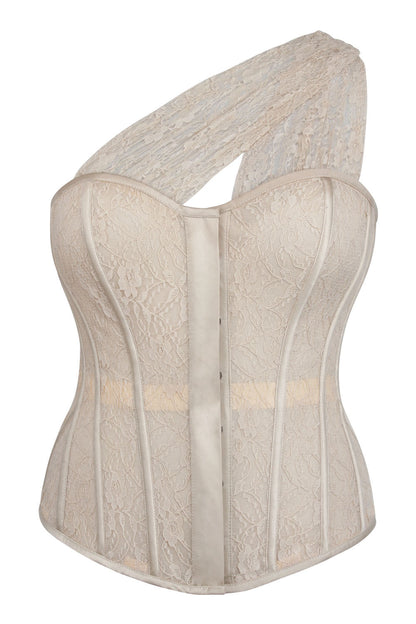 Champagne Zelene Overbust Lace Overlay Corset
