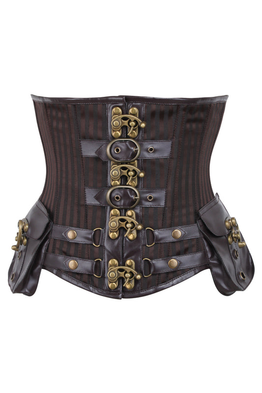 Brown Jodean Steampunk Underbust Corset with Holster