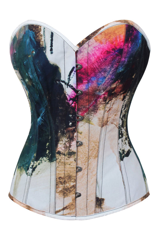 Aurora Dreams Watercolor Abstract Overbust Corset