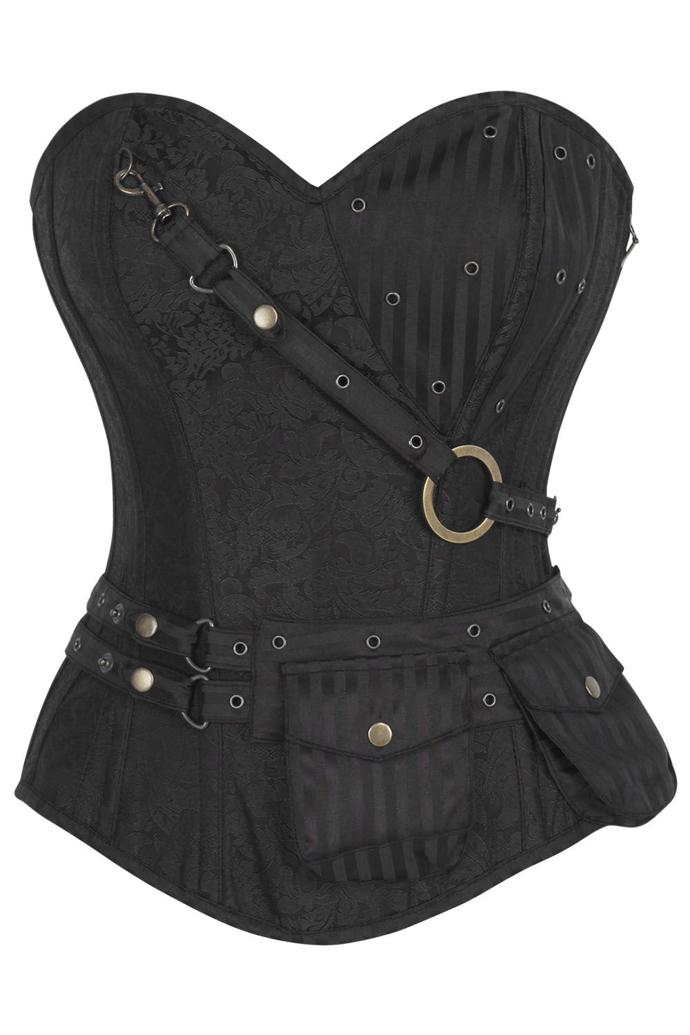 Black Cheray Steampunk Overbust Corset Vest