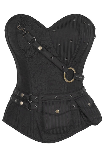 Black Cheray Steampunk Overbust Corset Vest