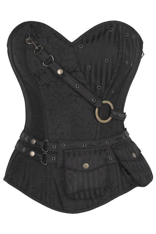 Black Cheray Steampunk Overbust Corset Vest