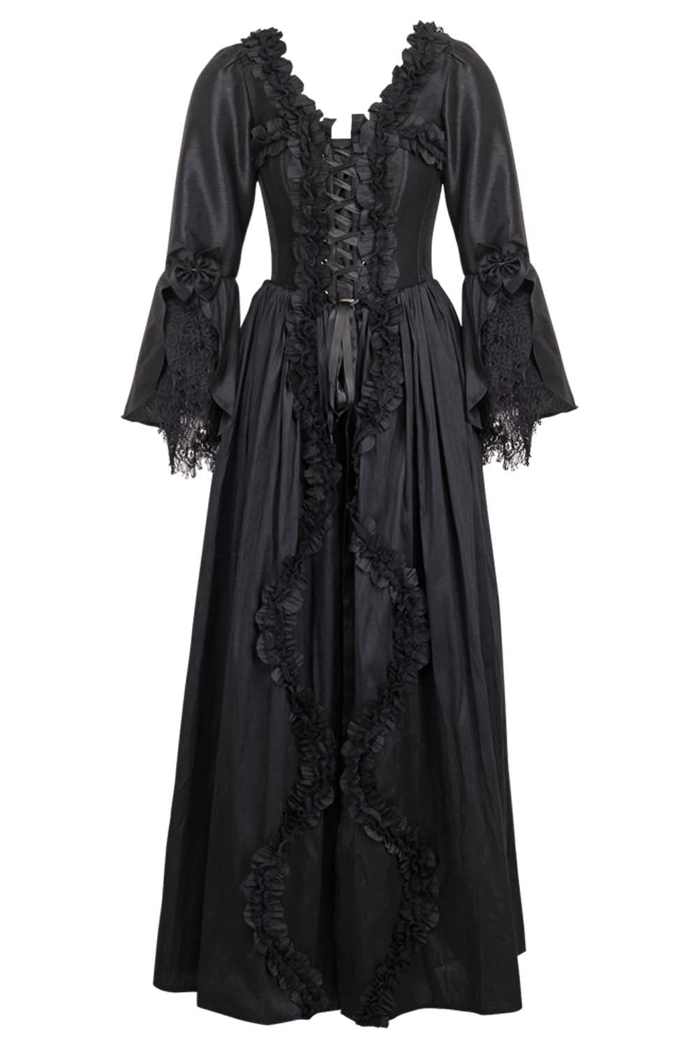 Midnight Black Immortelle Rococo Corset Dress