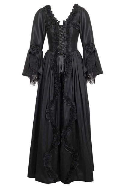Midnight Black Immortelle Rococo Corset Dress