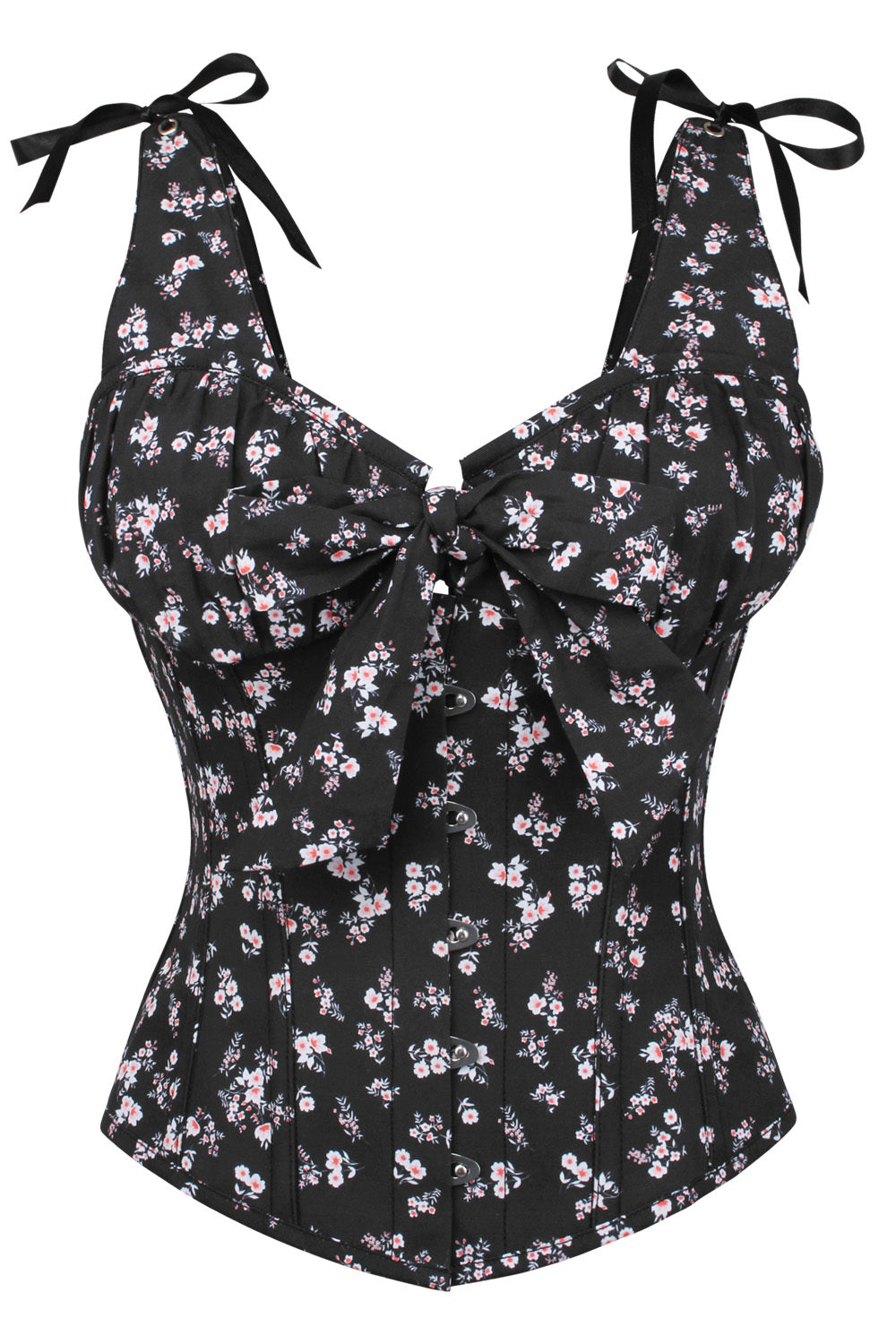 Black Darnisha Floral Digital Printed Overbust Corset