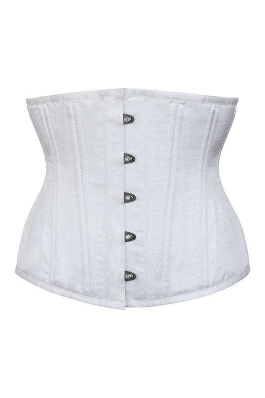 Shanedra White Satin Waist Training Steel Boned Corset