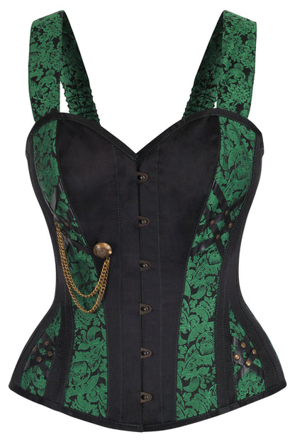 Emerald Green Gothic Corset with Shoulder Straps