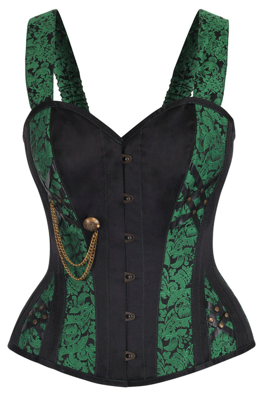 Emerald Green Gothic Corset with Shoulder Straps