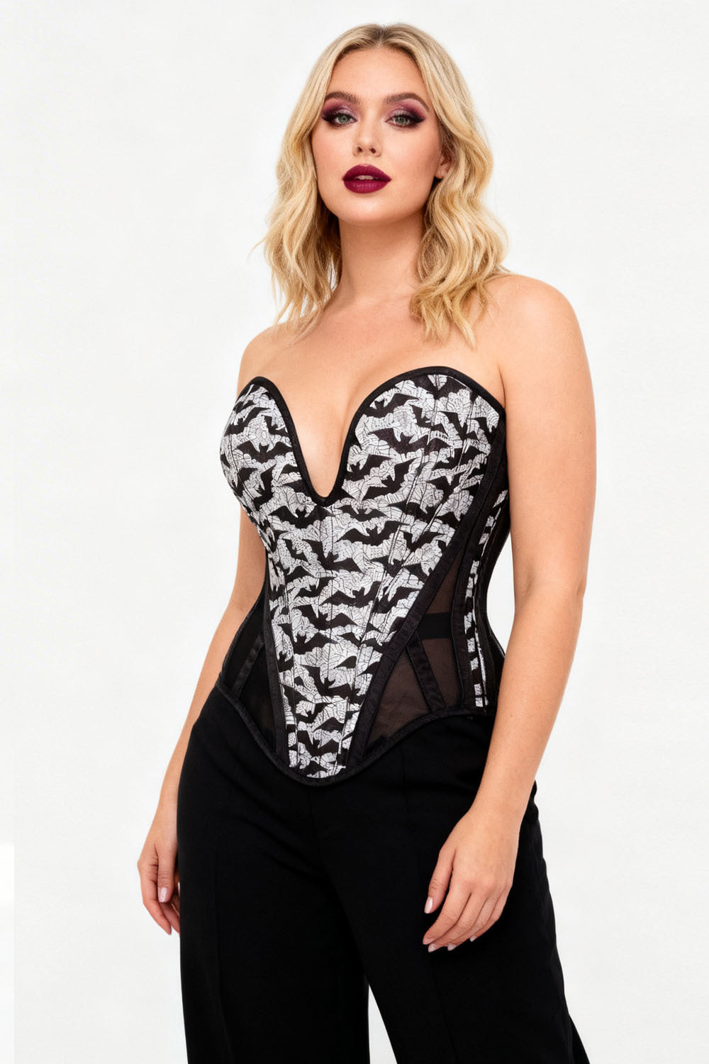 Black & White Haeley Overbust Corset