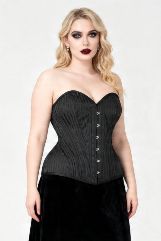 Midnight Black Novalee Overbust Gothic Brocade Corset