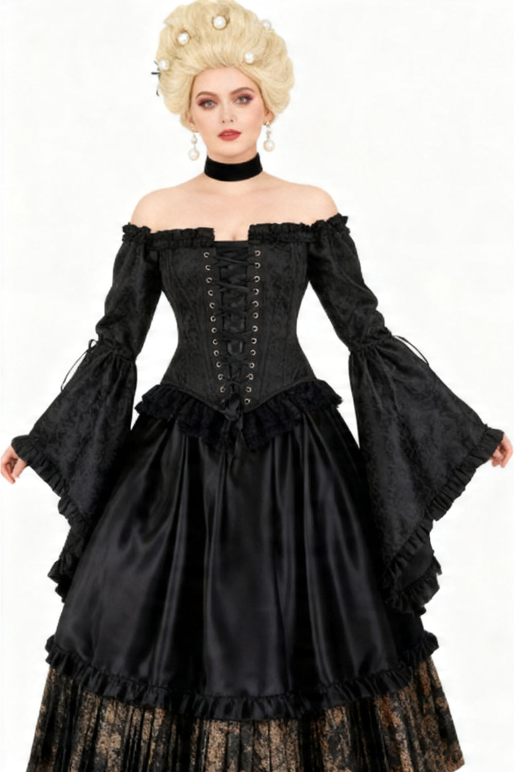 Midnight Black Yumiko Rococo Overbust Corset