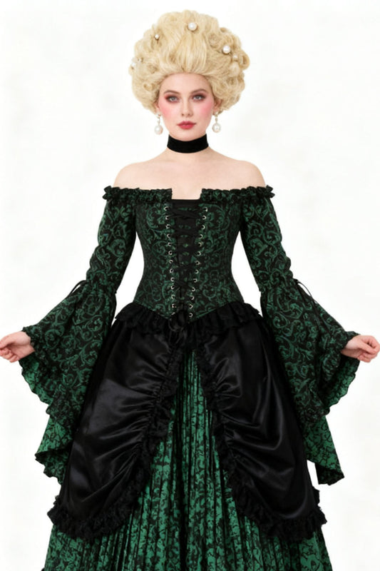 Emerald Black Yumiko Rococo Overbust Off Shoulder Corset