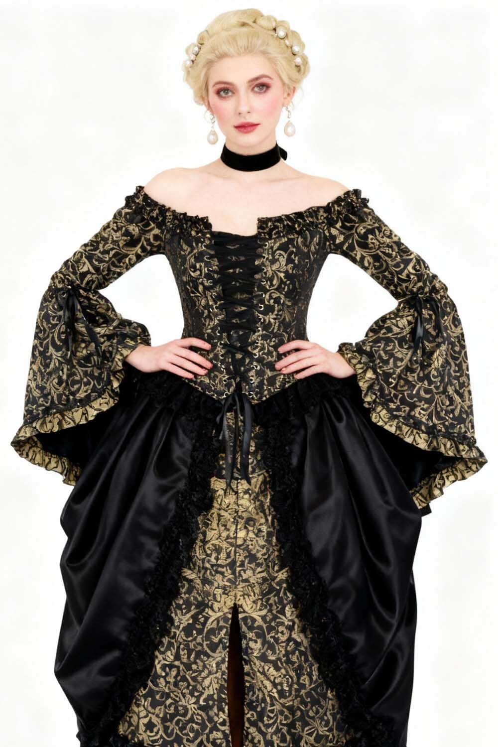 Black Gold Baroque Yumiko Overbust Corset