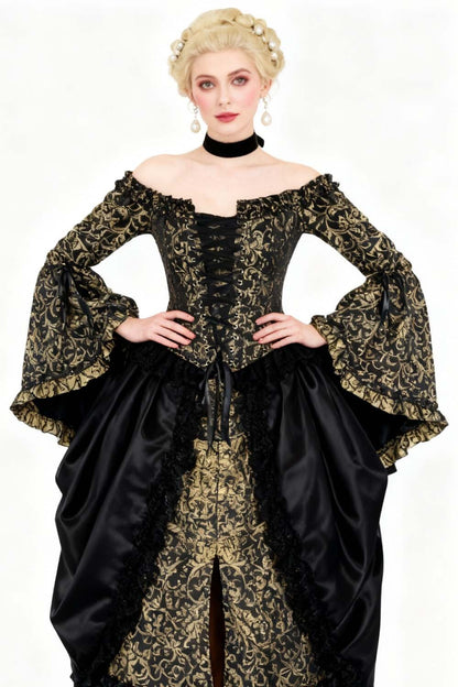 Black Gold Baroque Yumiko Overbust Corset