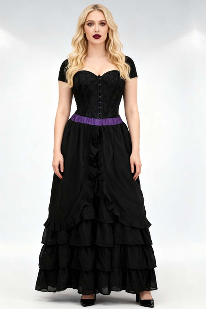 Black Georgette Akemi Victorian Layered Skirt