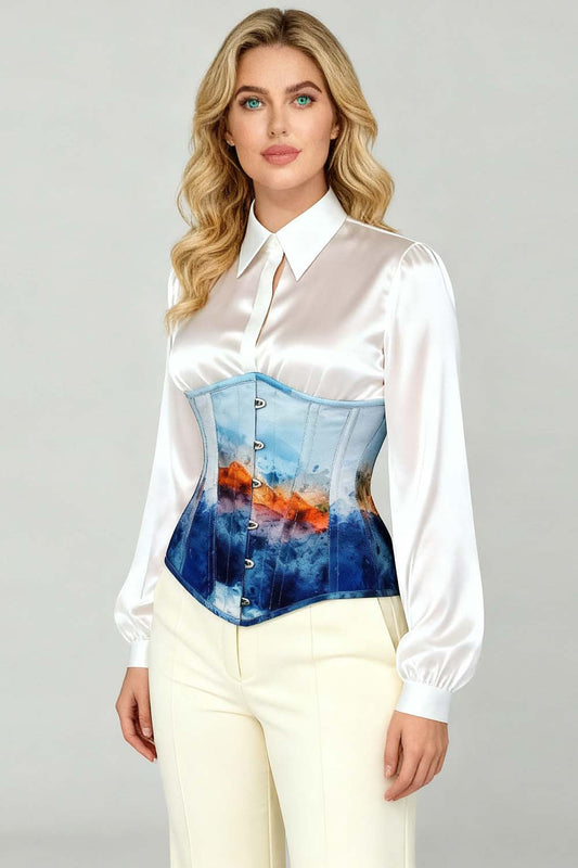 Celestial Watercolor Jolissa Underbust Digital Printed Corset
