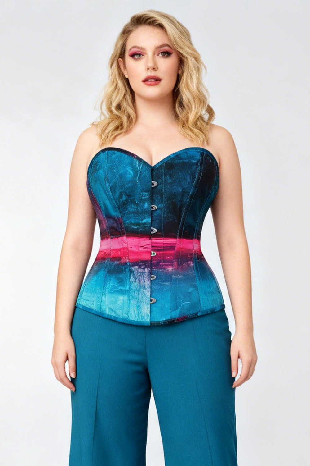 Ocean Aurora Laquita Digital Print Overbust Corset