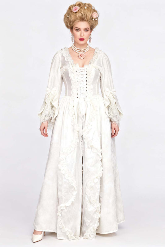 Ivory Immortelle Rococo Corset Dress with Bell Sleeves