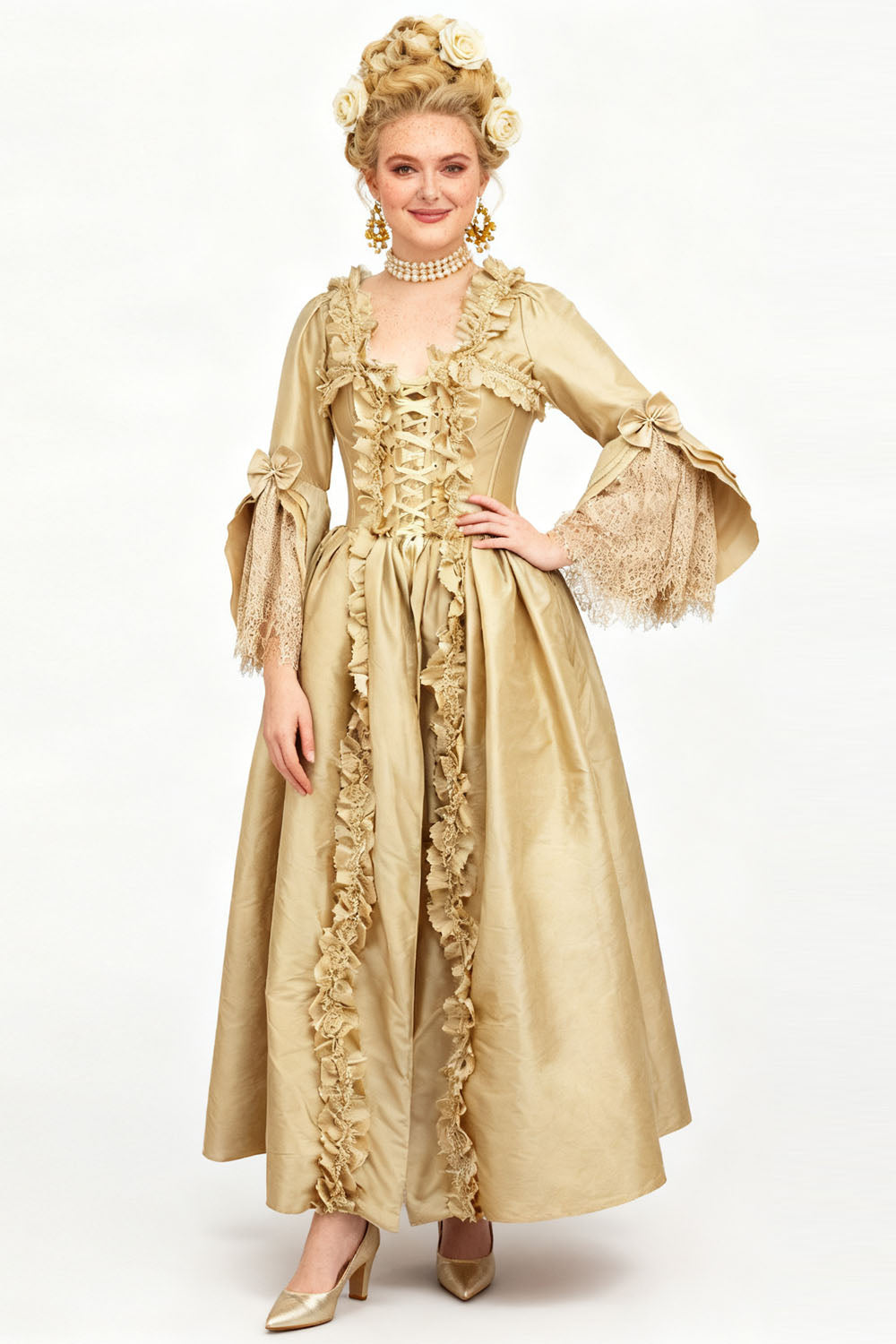 Champagne Gold Immortelle Rococo Corset Dress