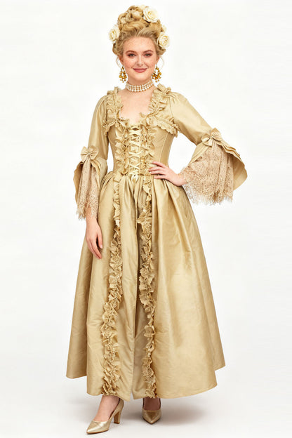 Champagne Gold Immortelle Rococo Corset Dress