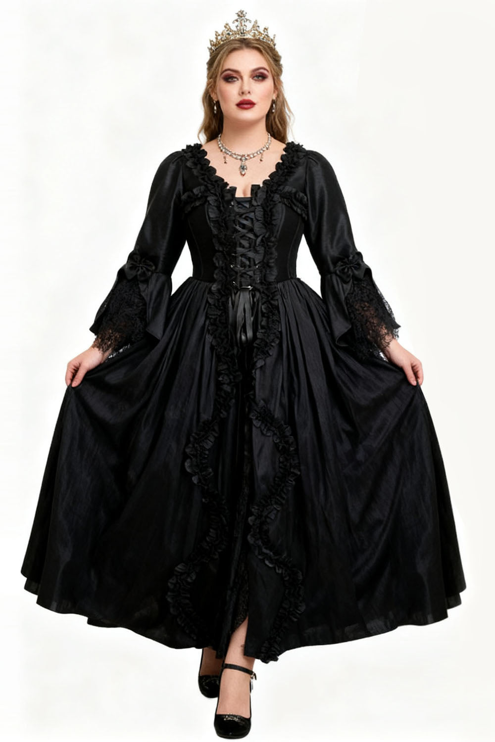 Midnight Black Immortelle Rococo Corset Dress