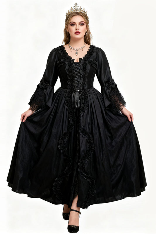 Midnight Black Immortelle Rococo Corset Dress