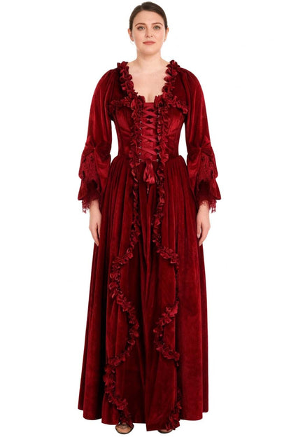 Maroon Immortelle Rococo Corset Dress