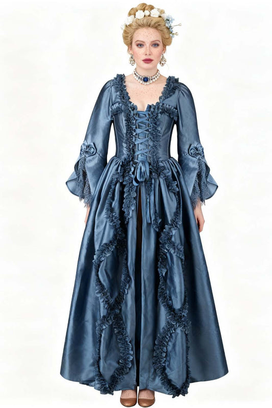 Dusty Blue Immortelle Rococo Corset Dress