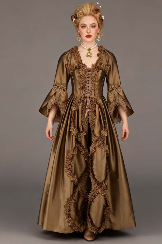 Antique Gold Immortelle Rococo Corset Dress