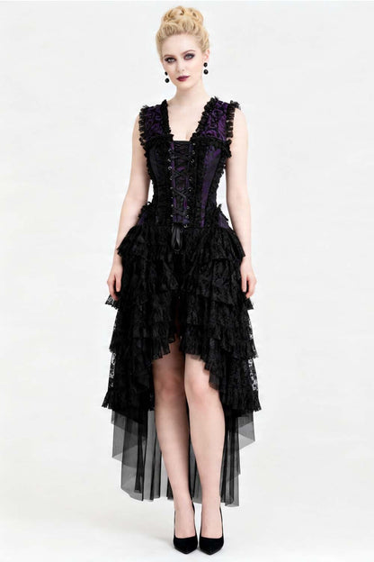 Purple Black Anastasia Rococo Corset Dress